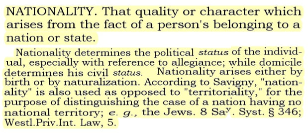 Nationality Definition - Black's Law Dictionary 4th Edition