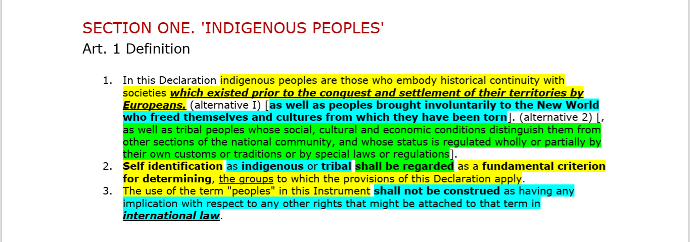 Section One: 'Indigenous Peoples' - Art. 1 Definition